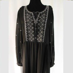 Time and Tru Sheer Black Embroidered Dress